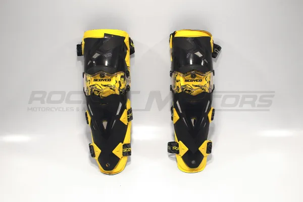 Защита колен SCOYCO Protector K12 (L/XXL, шарнир, черный/желтый) | Мототека
