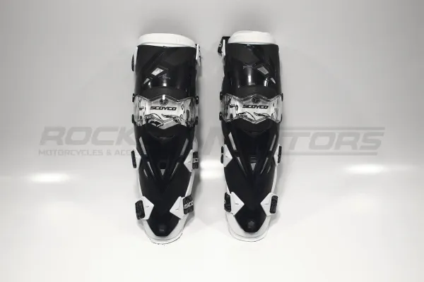 Защита колен SCOYCO Protector K12 (L/XXL, шарнир, черный/белый) | Мототека