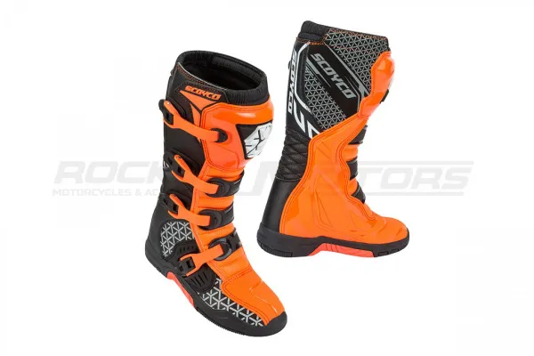 Мотоботы кроссовые SCOYCO (Скойко) MBM009 оранжевый/чёрный 44 | Мототека