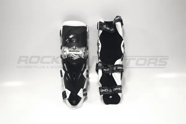 Защита колен SCOYCO Protector K12 (L/XXL, шарнир, черный/белый) | Мототека
