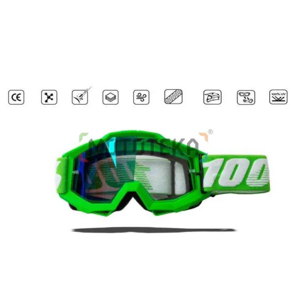 Мотоочки кроссовые DEX (Декс) 100% green frame