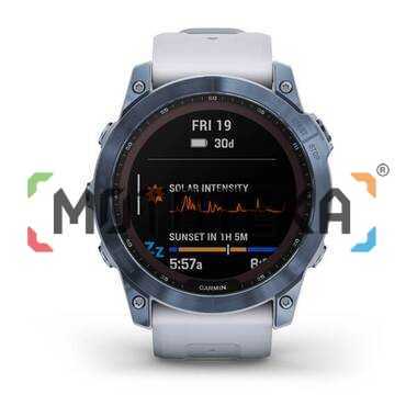 Мультиспорт.часы Garmin (Гармин) Fenix 7x Sapphire Solar, DLC-покрытие,синие с белым ремешком (010-02541-15)