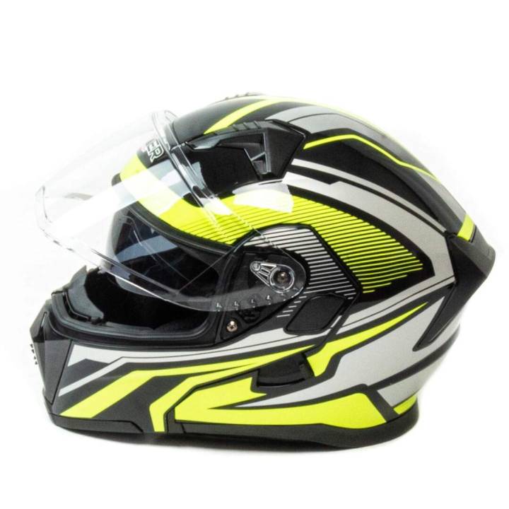 Шлем мото модуляр HIZER (Хайзер) J5906 (M) #1 black/neon yellow (2 визора)