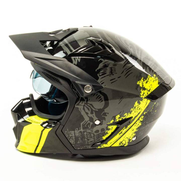 Шлем мото мотард GTX 690 (L) #2 BLACK/FLUO YELLOW GREY