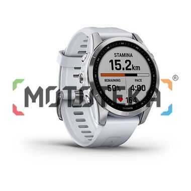 Мультиспорт.часы Garmin (Гармин) Fenix 7s,серебристые с белым силиконовым ремешком (010-02539-03)
