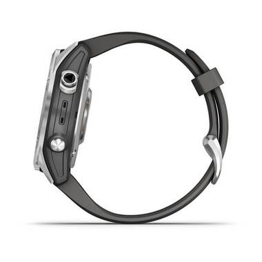 Мультиспорт.часы Garmin (Гармин) Fenix 7s,серебристые с графитовым силиконовым ремешком (010-02539-01) | Мототека
