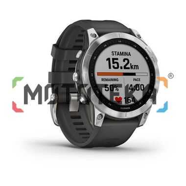 Мультиспорт.часы Garmin (Гармин) Fenix 7, серебристые с графитовым силиконовым ремешком (010-02540-01)