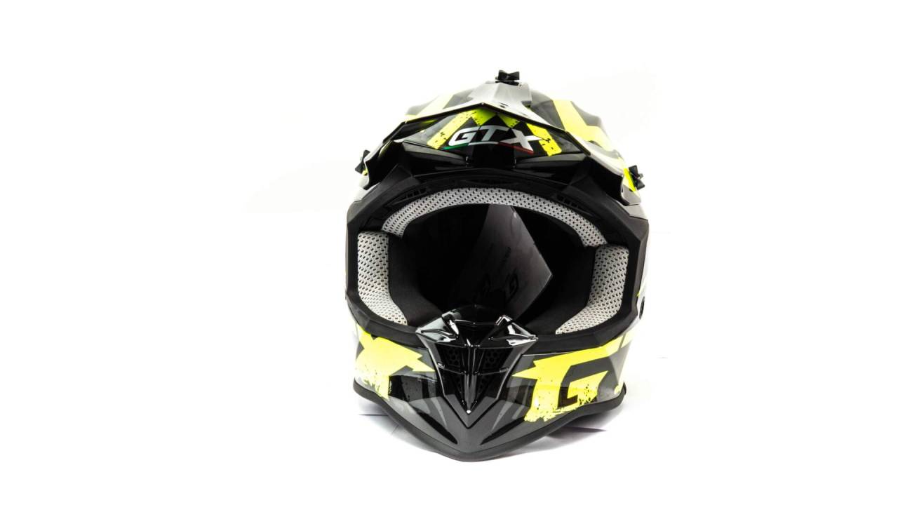 Шлем мото кроссовый GTX 633 (L) #8 BLACK/FLUO YELLOW/GREY