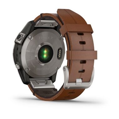 Мультиспорт.часы Garmin (Гармин) Fenix 7 Sapphire Solar, титан, с кожаным каштановым ремешком (010-02540-31) | Мототека