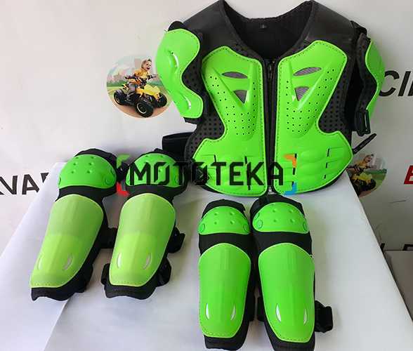 Комплект мотозащиты MOWGLI (Маугли) для детей (M) Салатовый
