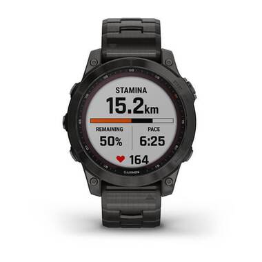 Мультиспорт.часы Garmin (Гармин) Fenix 7 Sapphire Solar, DLC-покрытие, титан с титан. ремешком (010-02540-39) | Мототека