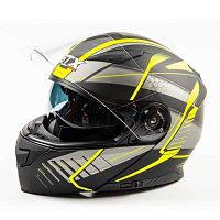 Шлем мото модуляр GTX 550 (M) #3 BLACK/FLUO YELLOW GREY (2 визора)