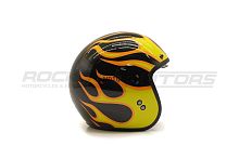 Шлем открытый с козырьком ROCKOT (Рокот) RM-391 Classic Flame (S) (черный/оранжевый глянцевый)