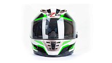 Шлем мото интеграл HIZER (Хайзер) B599 (M) #1 white/green (2 визора)