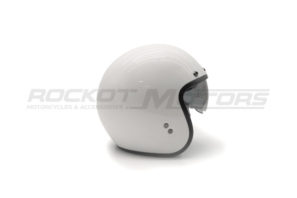 Шлем открытый с козырьком ROCKOT (Рокот) RM-391 Classic White (L) (белый глянцевый однотонный) | Мототека