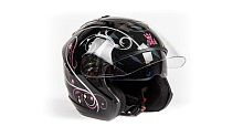 Шлем мото открытый THH T - 386#1 BLK/PINK (L)