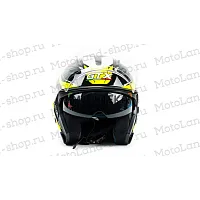 Шлем мото открытый GTX 278 №2 (XL) BLACK/FLUO YELLOW WHITE (2 визора)