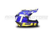 Шлем кроссовый ROCKOT (Рокот) RM-217 Stunt (M) (белый/синий/желтый глянцевый)