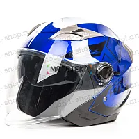 Шлем мото открытый HIZER (Хайзер) B208 №3 (XL) blue/black (2 визора)