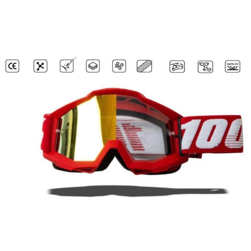 Мотоочки кроссовые DEX (Декс) 100% red frame Мотоочки кроссовые DEX (Декс) 100% red frame